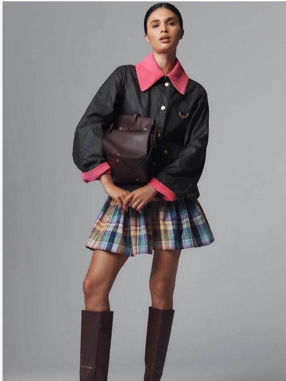 Maeve basque waist plaid skort. - Picture 1 of 11